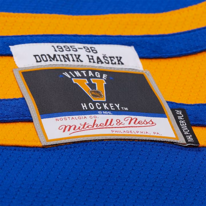 Dominik Hašek #39 Buffalo Sabres 1995-96 Premium Power Play NHL Jersey Blue view 3