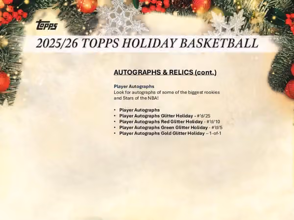2025/26 Topps Holiday NBA Basketball Mega Box view 6