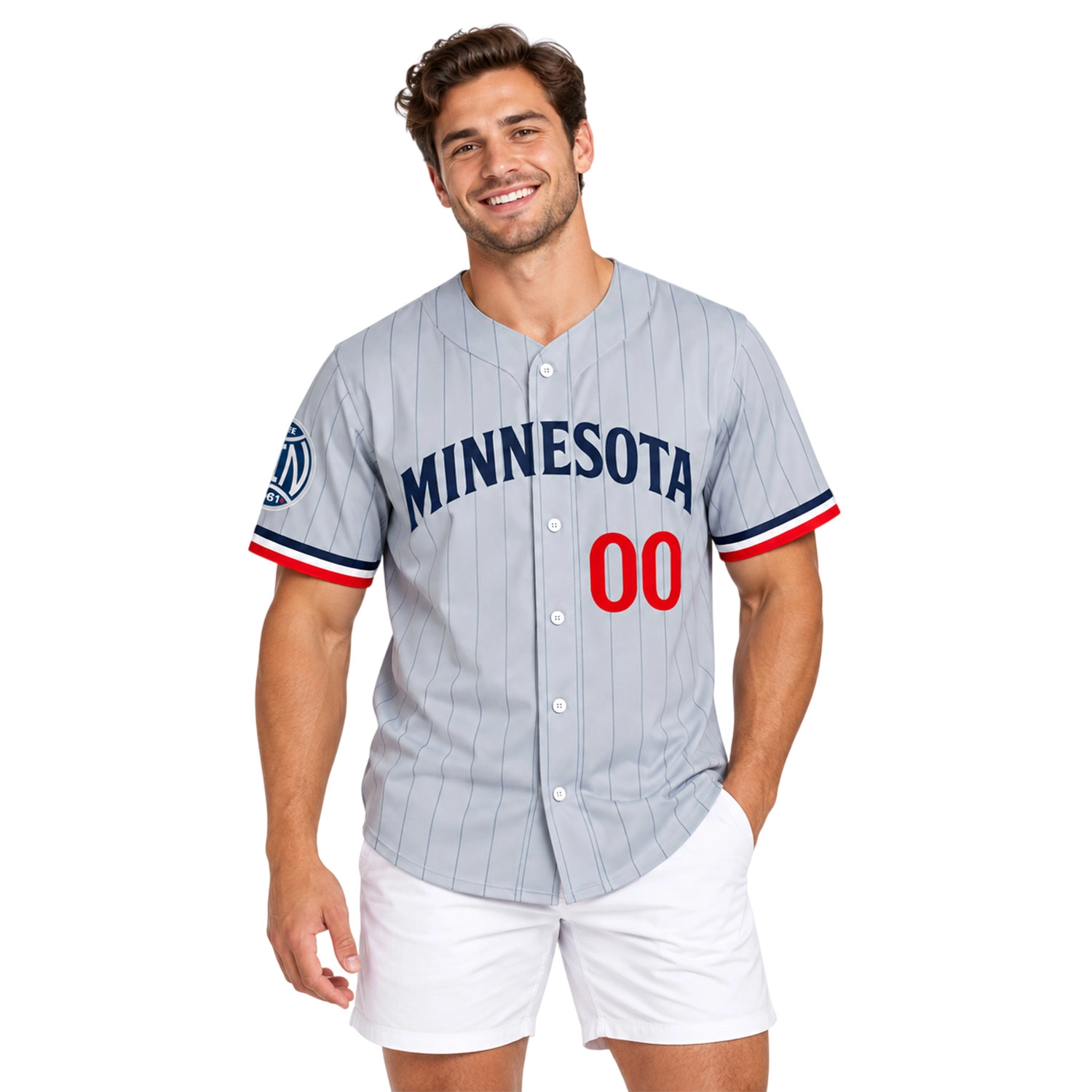 Minnesota Twins Gray Jersey Elite New Logo Pinstripe