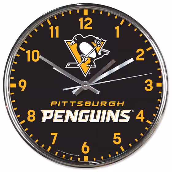 Pittsburgh Penguins Chrome NHL Team Design Wall Clock view 1