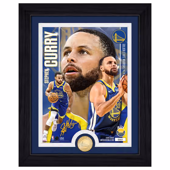 Stephen Curry Golden State Warriors Artist Proof Bronze Coin NBA Photo Frame view 1