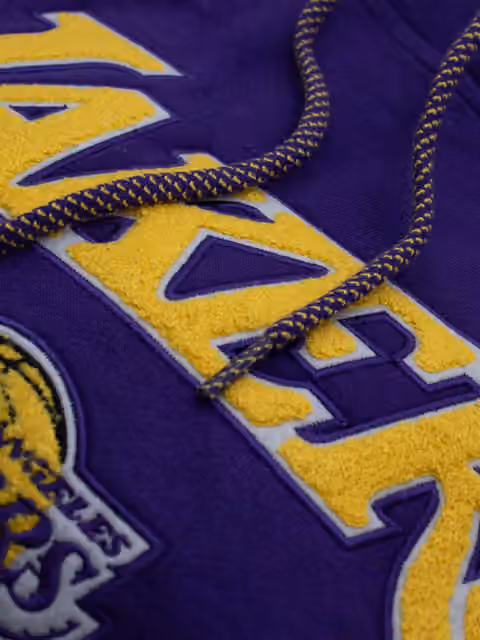 Los Angeles Lakers Felt Logo Throwback NBA Hoodie Purple view 3