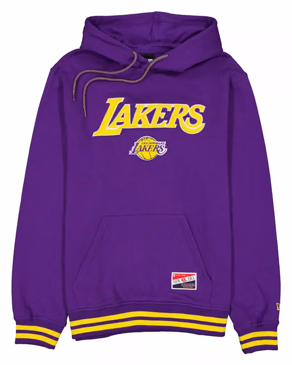 Los Angeles Lakers Felt Logo Throwback NBA Hoodie Purple view 1