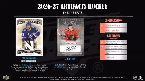 2026/27 Upper Deck Artifacts Hockey NHL Hobby Box view 5