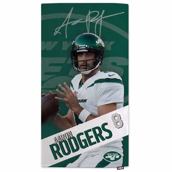 Aaron Rodgers New York Jets NFL Beach Towel view 1