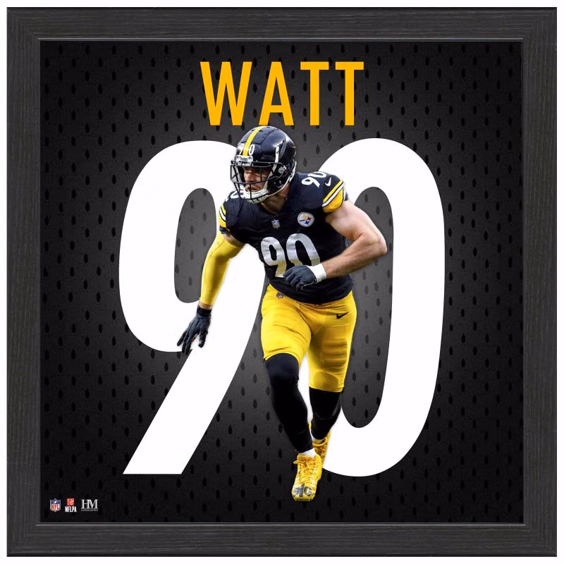 T. J. Watt #90 Pittsburgh Steelers Jersey Framed NFL Photo view 1