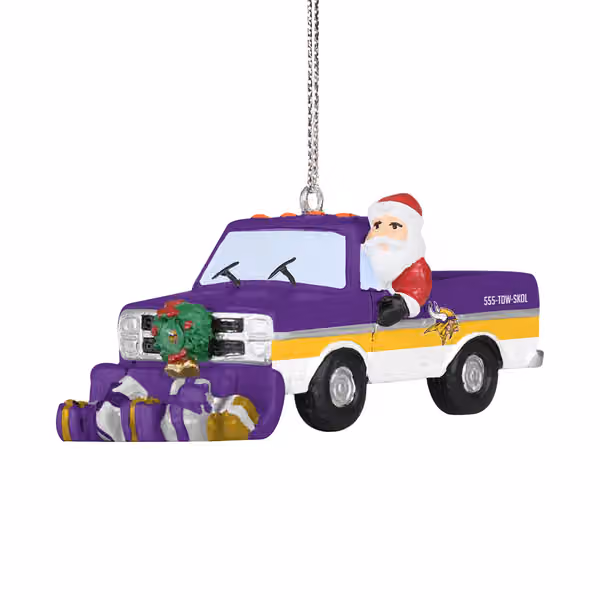 Minnesota Vikings NFL Snow Plow Truck Christmas Ornament view 1