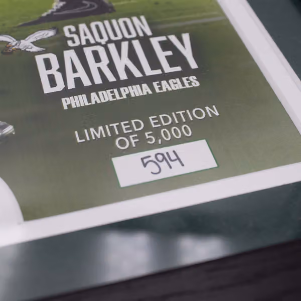 Saquon Barkley Philadelphia Eagles LEAP Bronze Coin Framed NFL Photo view 3