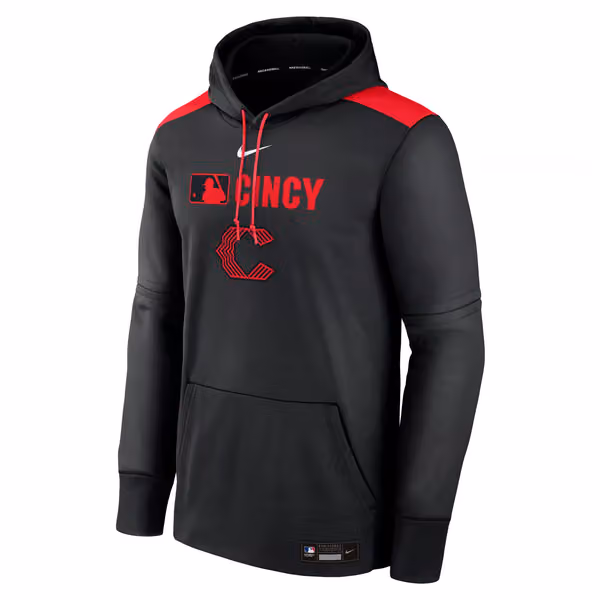 Cincinnati Reds 2025 City Connect MLB Authentic Therma Hoodie Black view 1