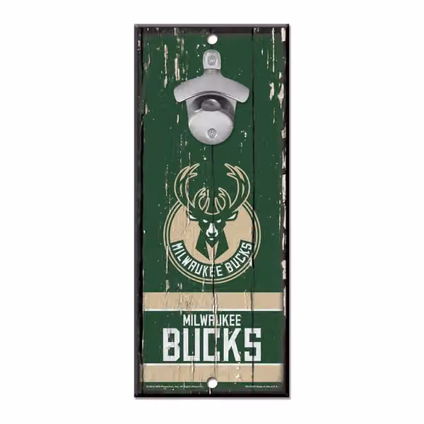 Milwaukee Bucks NBA Bottle Opener Sign view 1