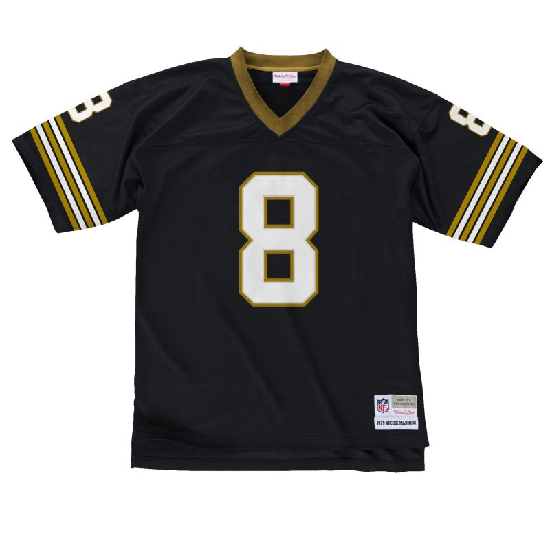 Archie Manning #8 New Orleans Saints Mitchell & Ness Throwback NFL Jersey Black view 1