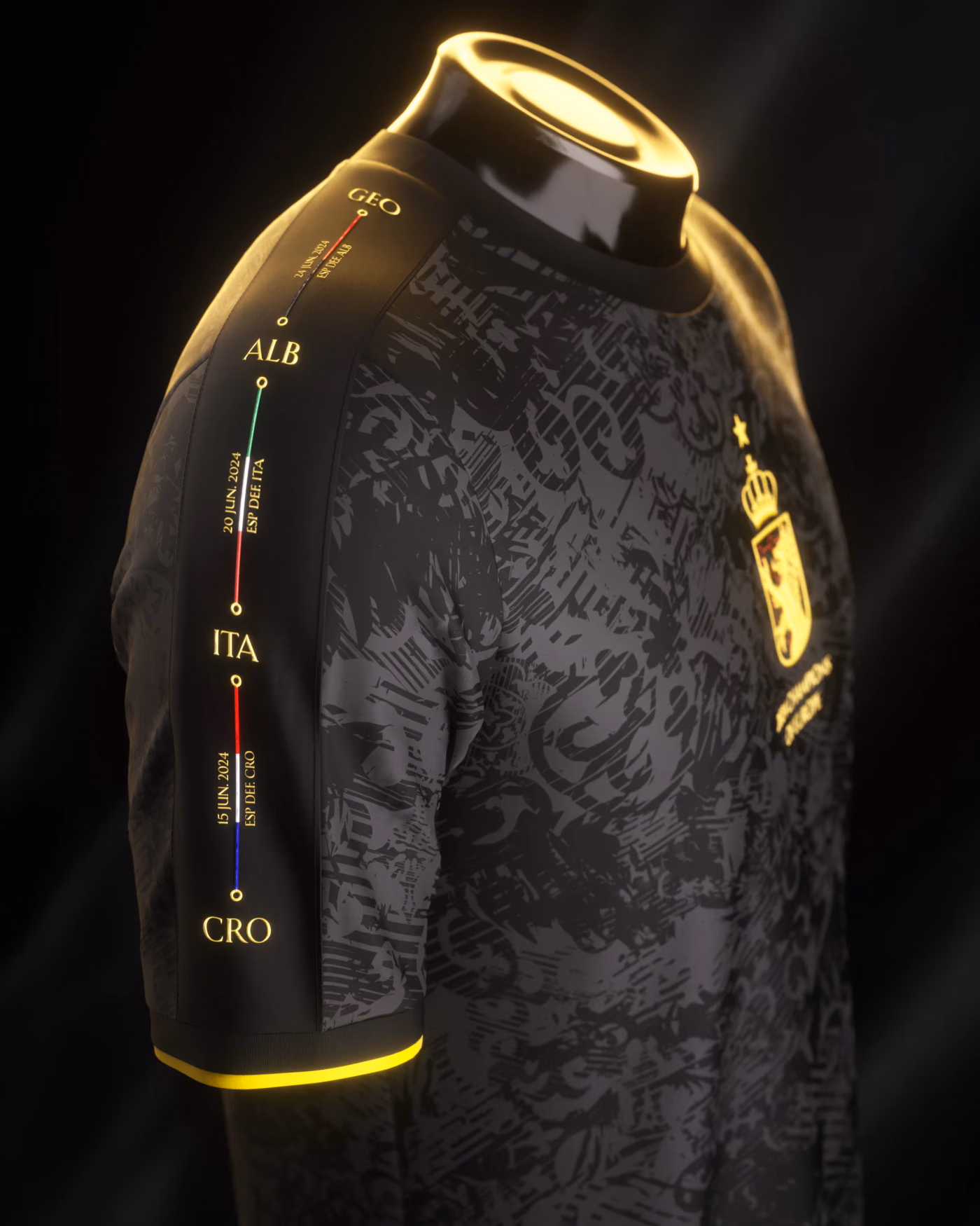 Jersevo Custom Personalized Spain 2024 Euros Champion Jersey (Los Toros) right sleeve detail