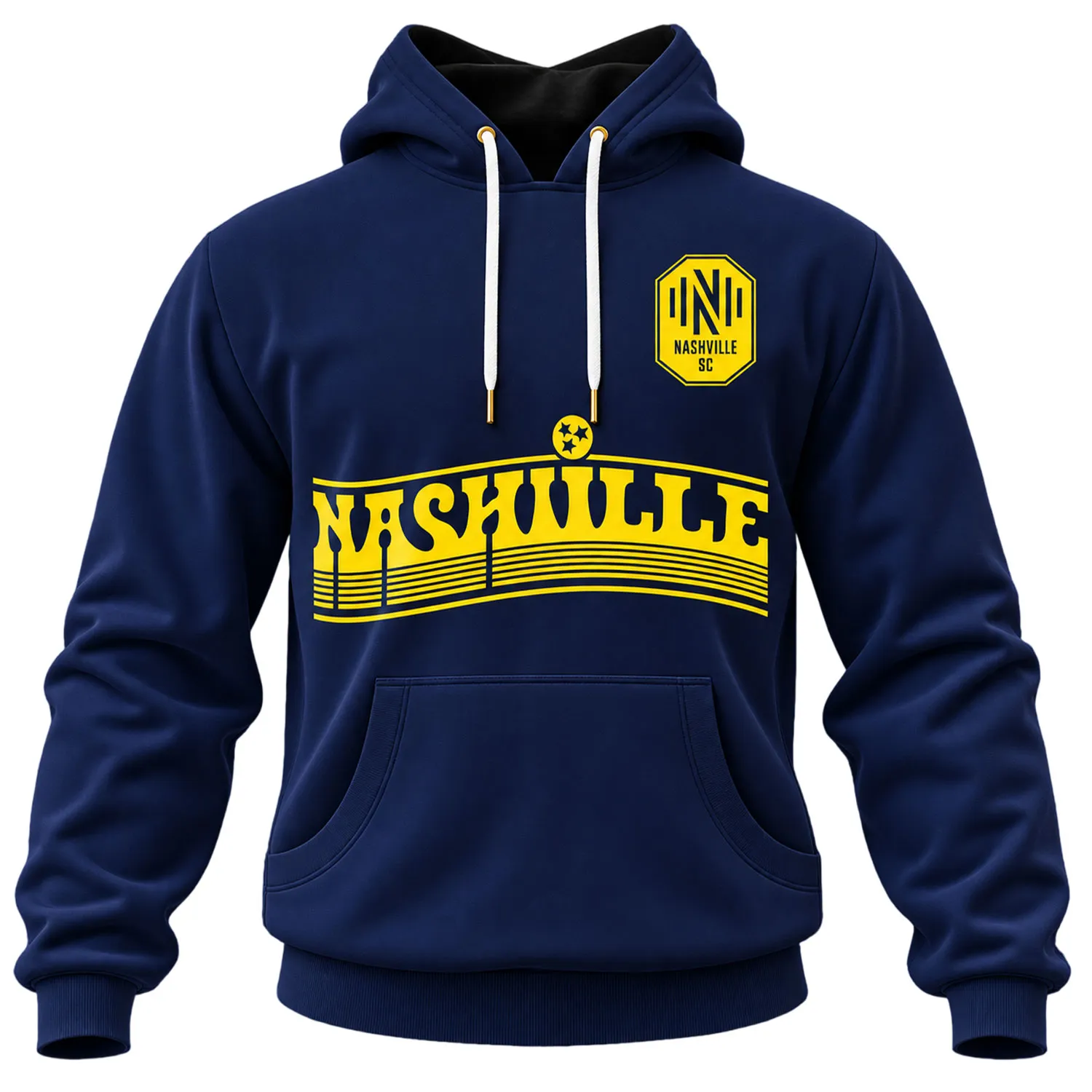 Navy Nashville Pullover Hoodie Vibrant Skyline Graphic Custom