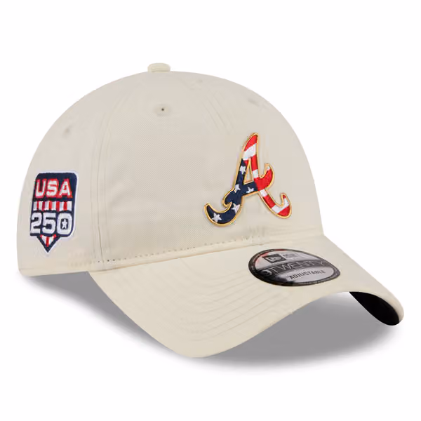 Atlanta Braves 4th of July USA 250 9TWENTY Adjustable Cap Cream product photo