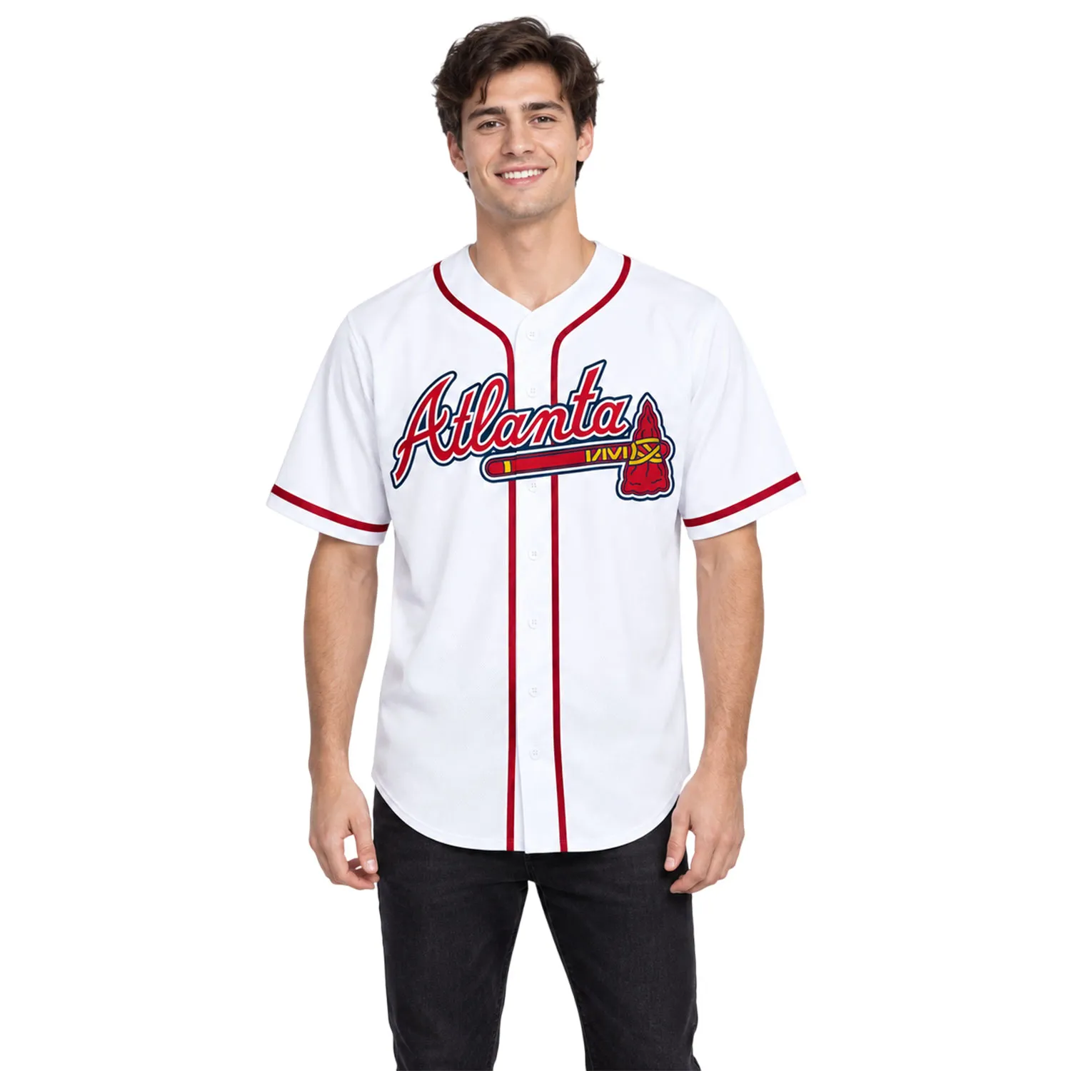 Atlanta Braves White Jersey Custom Name Number Bold Team Apparel