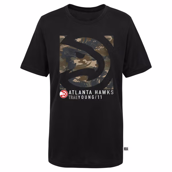 Atlanta Hawks Trae Young Camo Logo NBA T-Shirt Black view 1