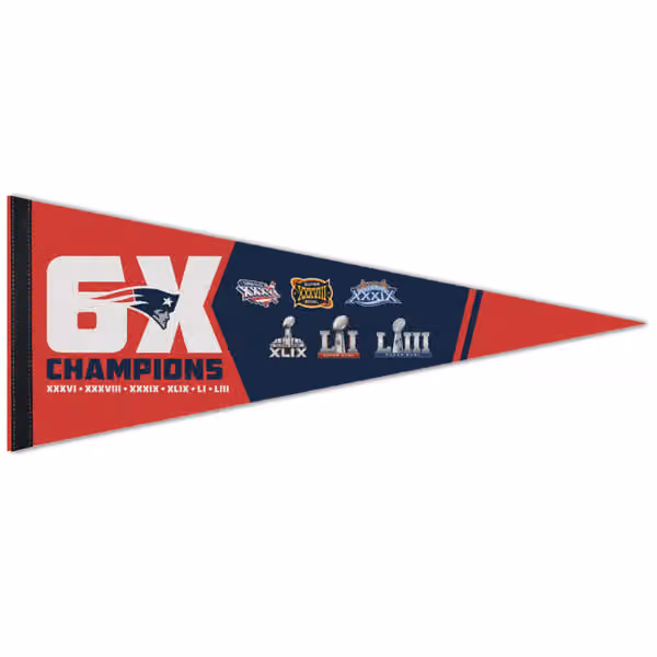 New England Patriots 6x Champions Premium NFL Pennant view 1