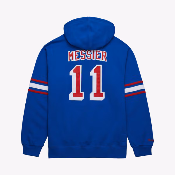 Mark Messier #11 New York Rangers 1993-94 Mitchell & Ness NHL Hoodie Blue view 2