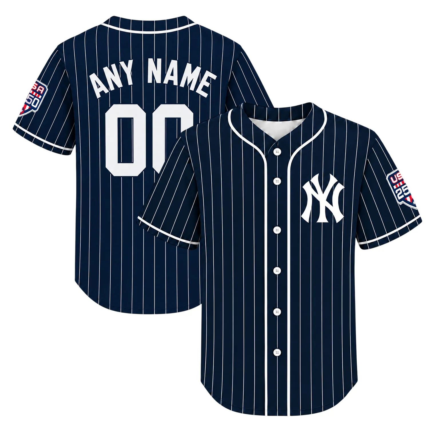New York Yankees Navy Pinstripe Jersey Dynamic Retro Style