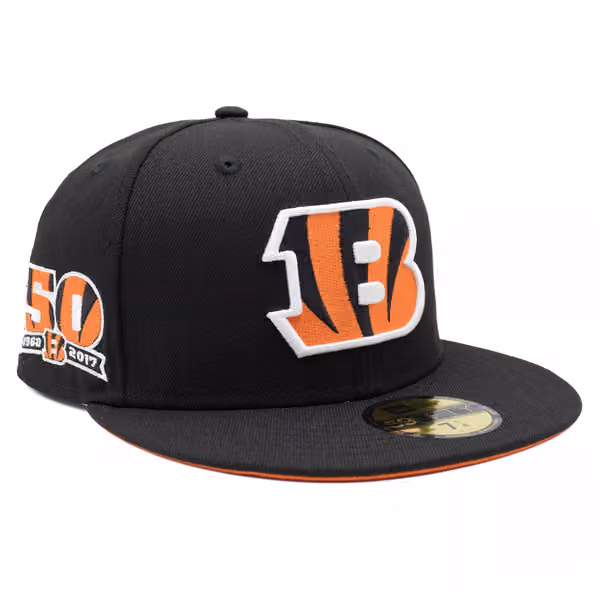 Cincinnati Bengals "B" 50th Anniversary New Era 59FIFTY Fitted NFL Cap Black product photo