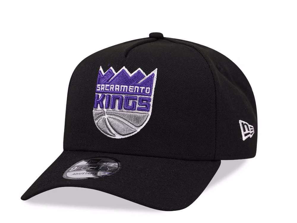 New Era Sacramento Kings Black Classic Edition 9Forty A Frame Snapback Hat front