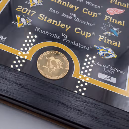 Pittsburgh Penguins Stanley Cup Legacy Bronze Coin Framed NHL Photo view 2