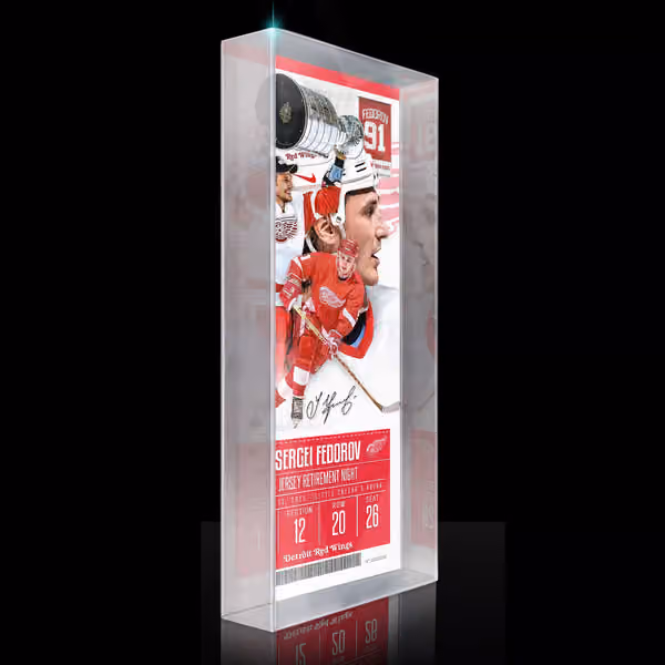 Sergei Fedorov Detroit Red Wings Retirement Night Ticket 3D Block Art view 1