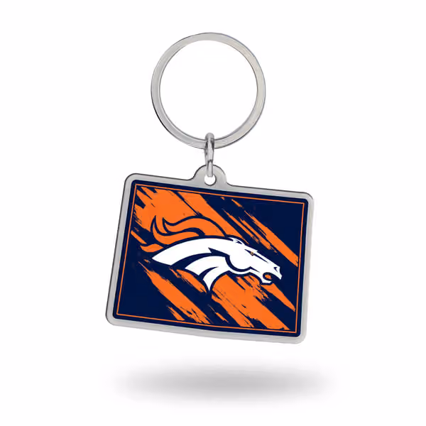 Denver Broncos State Shaped NFL Key Ring view 1