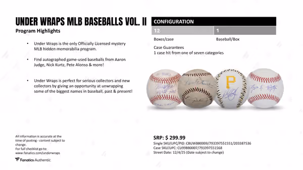 2025 Under Wraps MLB Autogramm Baseball Mystery Box Vol. 2 view 4