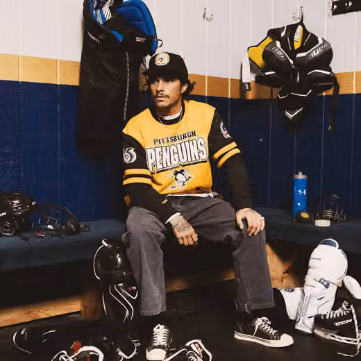 Pittsburgh Penguins All Over Mitchell & Ness NHL Crew Fleece Pullover view 5