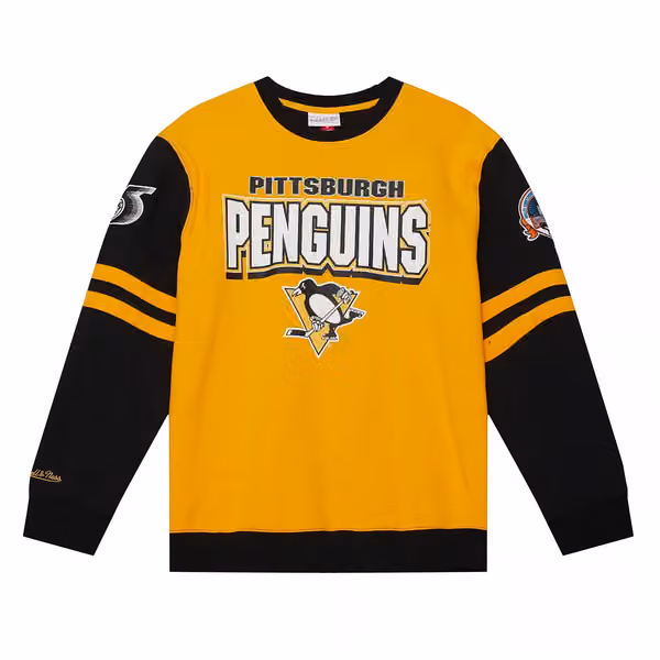 Pittsburgh Penguins All Over Mitchell & Ness NHL Crew Fleece Pullover view 1