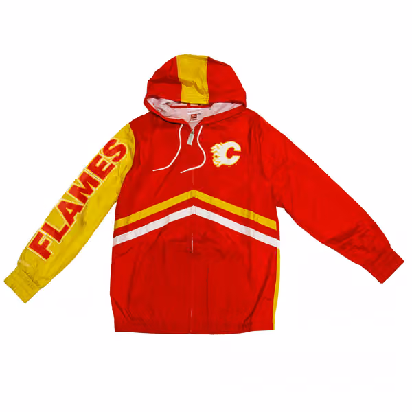 Calgary Flames Undeniable Mitchell & Ness NHL Windbreaker Jacket view 1