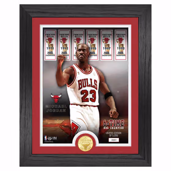 Michael Jordan Chicago Bulls Bronze Coin Framed NBA Photo view 1