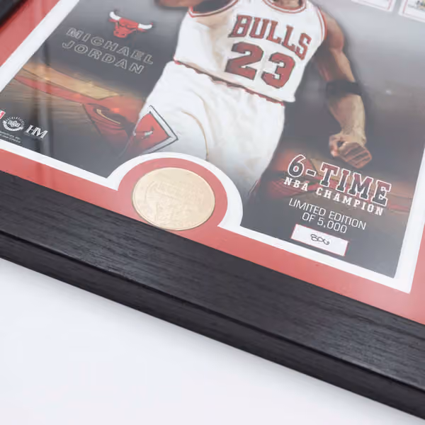 Michael Jordan Chicago Bulls Bronze Coin Framed NBA Photo view 3