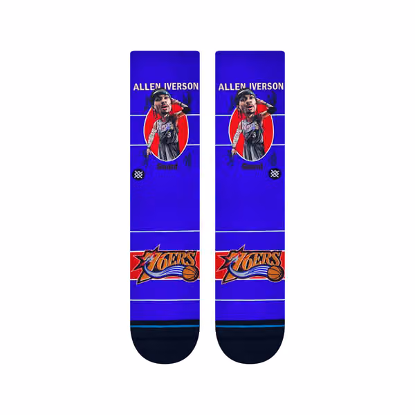 Allen Iverson Philadelphia 76ers Big Head Stance Crew Socks view 2