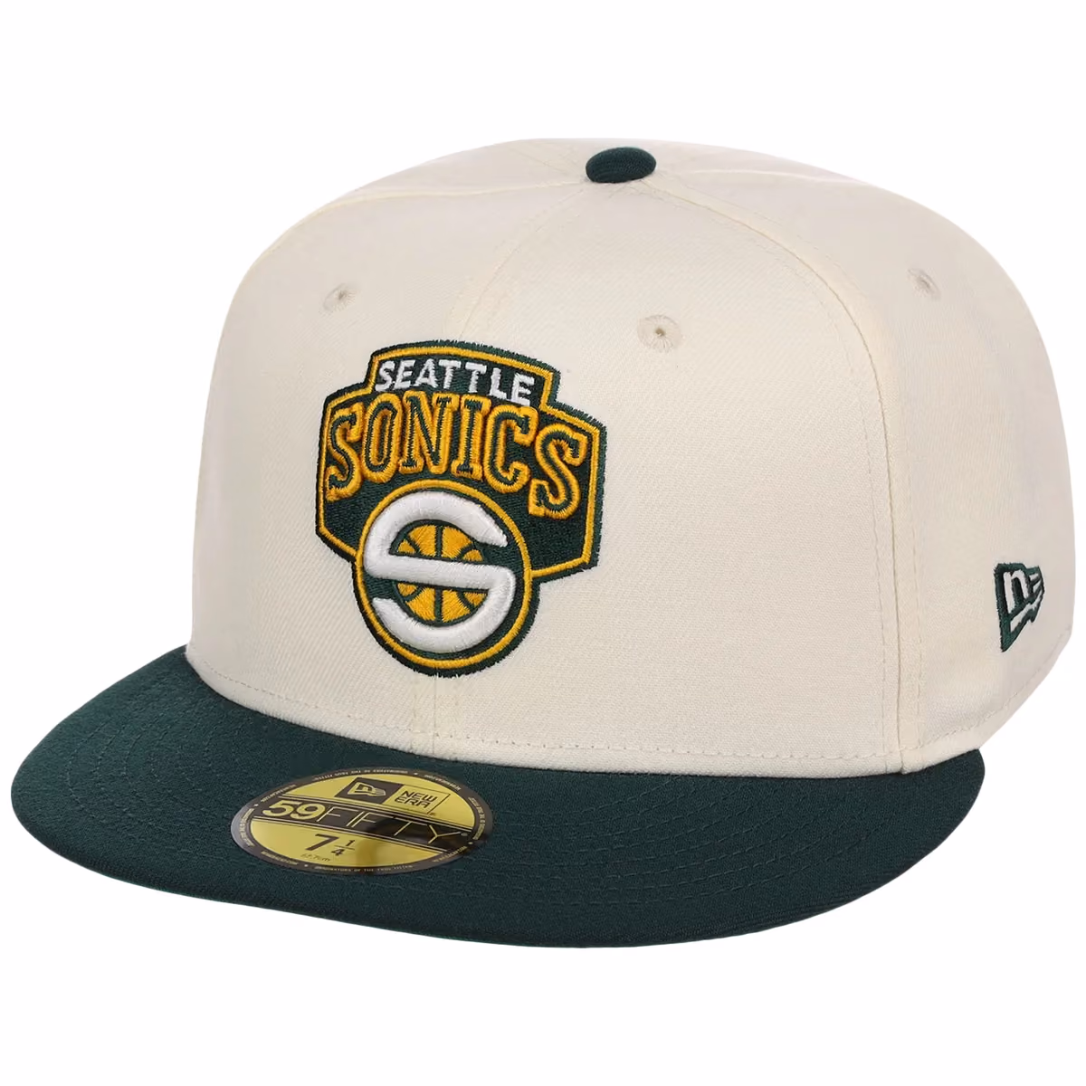 Seattle Supersonics NBA Chrome OTC New Era 59FIFTY (Chrome/Dark Green) detail view