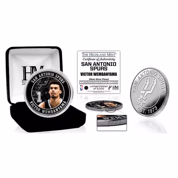 Victor Wembanyama San Antonio Spurs Silver Plated Commemorative Coin view 1