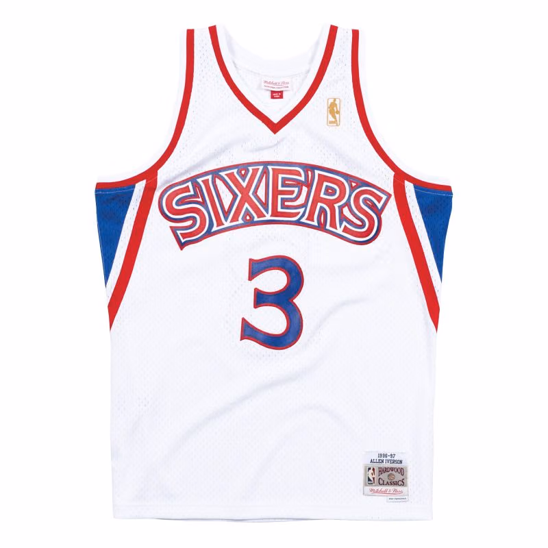 Allen Iverson #3 Philadelphia 76ers 1996-97 Swingman NBA Jersey White view 1