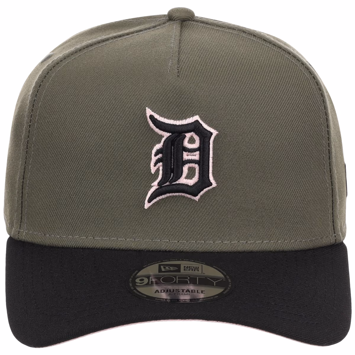 Detroit Tigers MLB Olive x Black & Pink FASHION CORE New Era 9FORTY A-Frame detail view