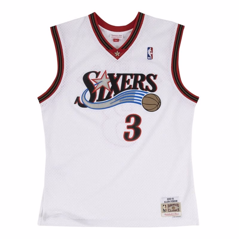 Allen Iverson #3 Philadelphia 76ers 2000-01 Mitchell & Ness Swingman NBA Jersey White view 1