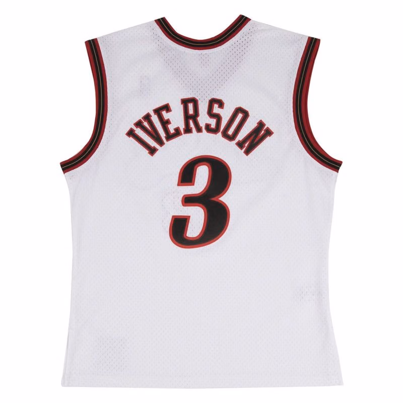 Allen Iverson #3 Philadelphia 76ers 2000-01 Mitchell & Ness Swingman NBA Jersey White view 2