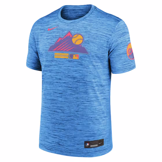 Colorado Rockies City Connect 2026 MLB Authentic Velocity T-Shirt Blue view 1