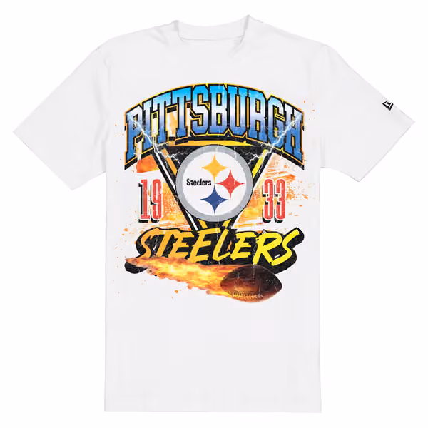 Pittsburgh Steelers Fireball Oversized NFL T-Shirt White view 1