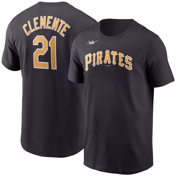 Roberto Clemente #21 Pittsburgh Pirates Nike Cooperstown Player MLB T-Shirt view 1