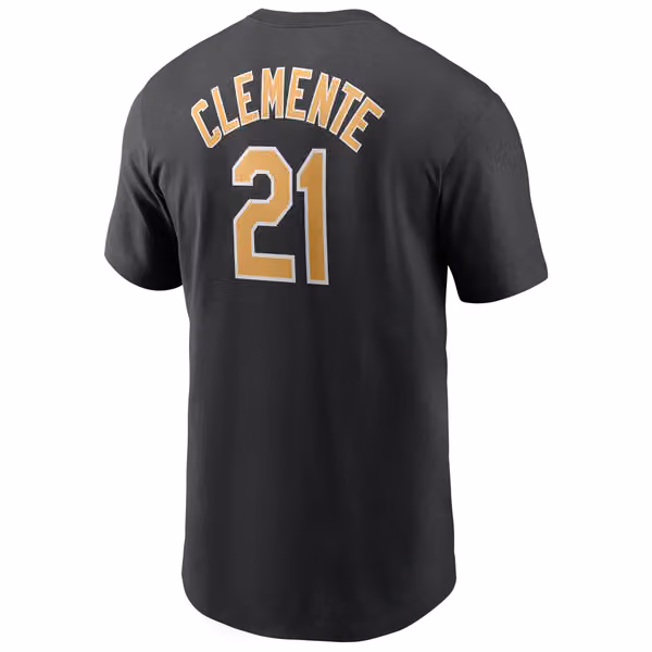 Roberto Clemente #21 Pittsburgh Pirates Nike Cooperstown Player MLB T-Shirt view 3