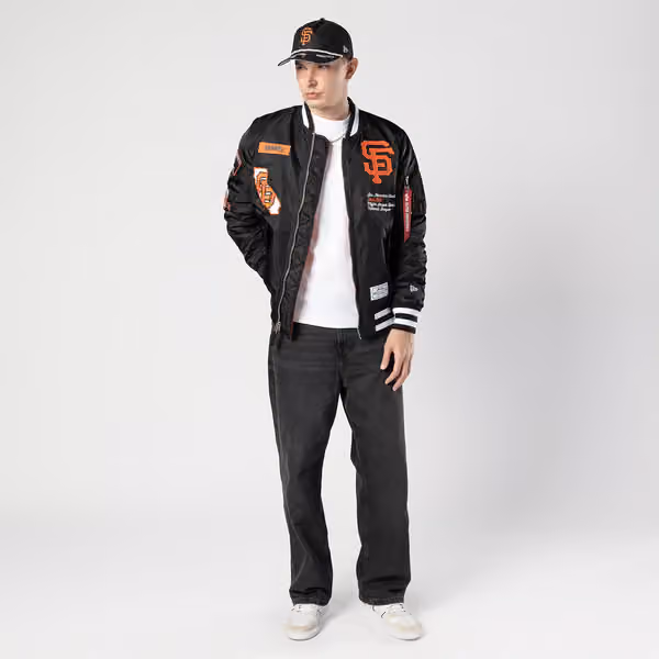 San Francisco Giants Alpha Industries MA-1 MLB Bomber Jacket Black view 7