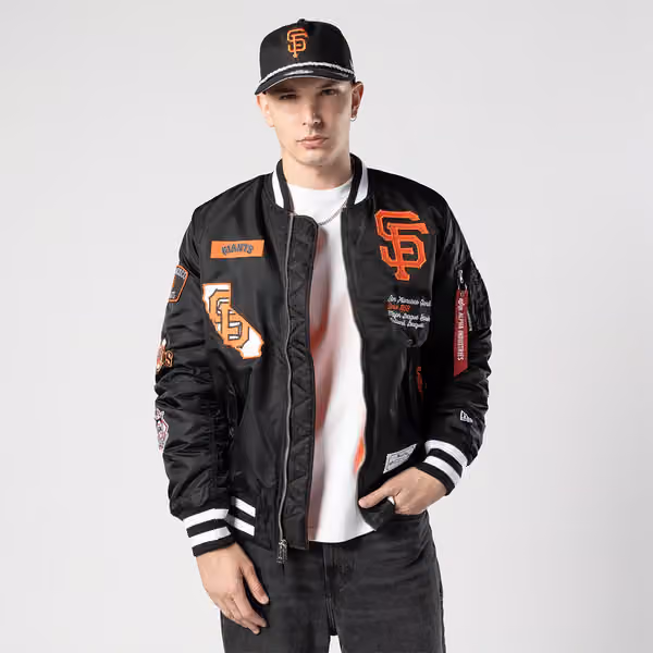 San Francisco Giants Alpha Industries MA-1 MLB Bomber Jacket Black view 3