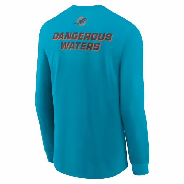 Miami Dolphins 2025 Rivalries Essential NFL Long Sleeve T-Shirt Aqua view 3