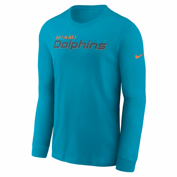 Miami Dolphins 2025 Rivalries Essential NFL Long Sleeve T-Shirt Aqua view 2