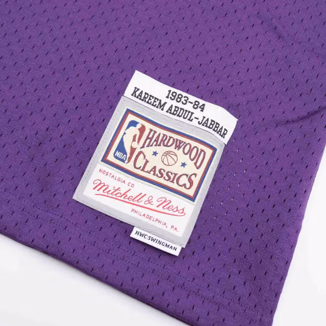 Kareem Abdul-Jabbar #33 Los Angeles Lakers 1983-84 Swingman NBA Jersey Purple view 3
